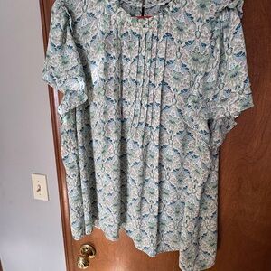 Rose & Olive Blue and Green Floral Blouse